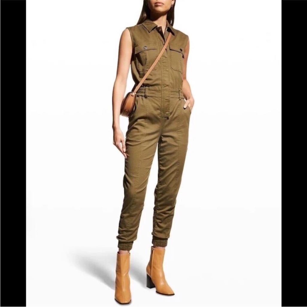 Derek Lam Green Utility Jumpsuit With Tapered Legs
